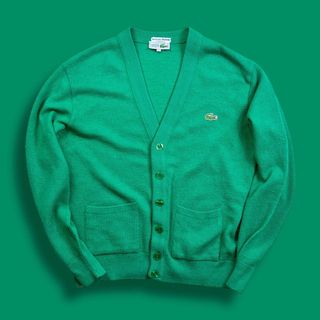 ラコステ(LACOSTE)の70s フランス製 LACOSTE ラコステ ヴィンテージカーディガン グリーン(カーディガン)