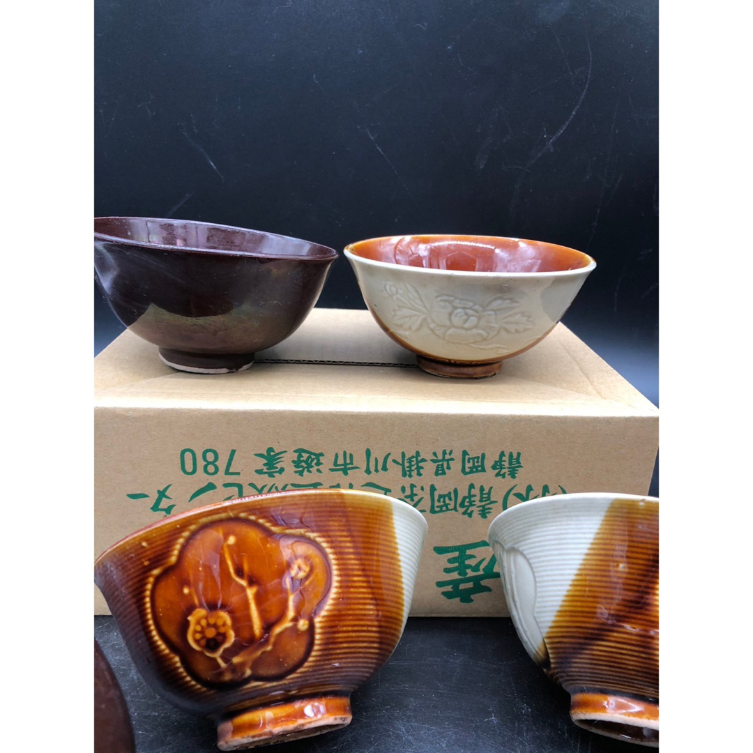 飯碗　茶碗　大正〜昭和初期　花柄　茶色　器　まとめ売り　時代物　骨董 インテリア/住まい/日用品のキッチン/食器(食器)の商品写真