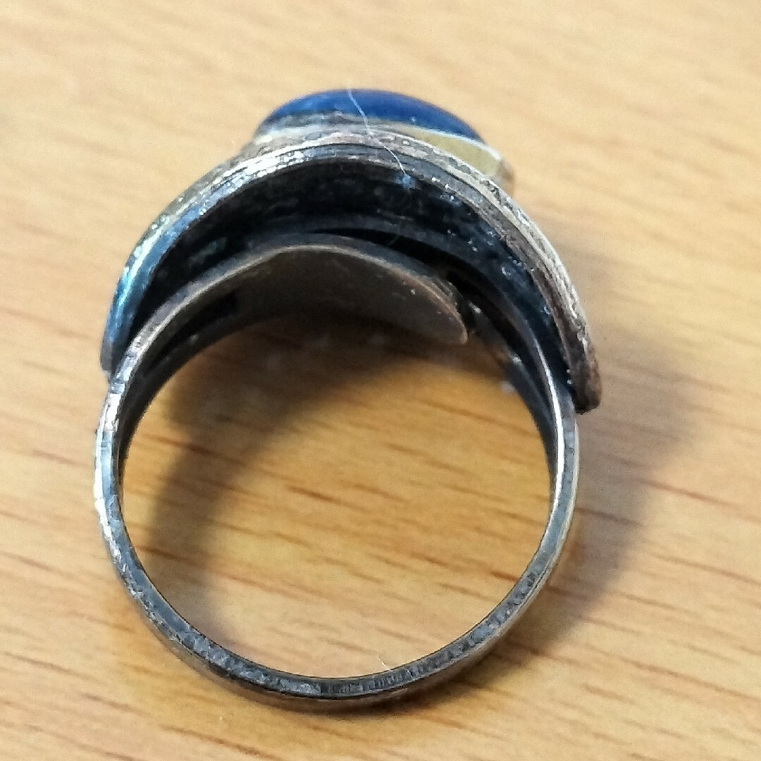 ヴィンテージ 薔薇 ネイビーカボション リング 指輪 レディースのアクセサリー(リング(指輪))の商品写真