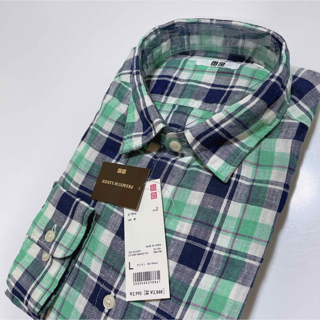 UNIQLO(ユニクロ)のUNIQLO 麻100% プレミアムリネンシャツ　長袖　Lサイズ メンズのトップス(シャツ)の商品写真