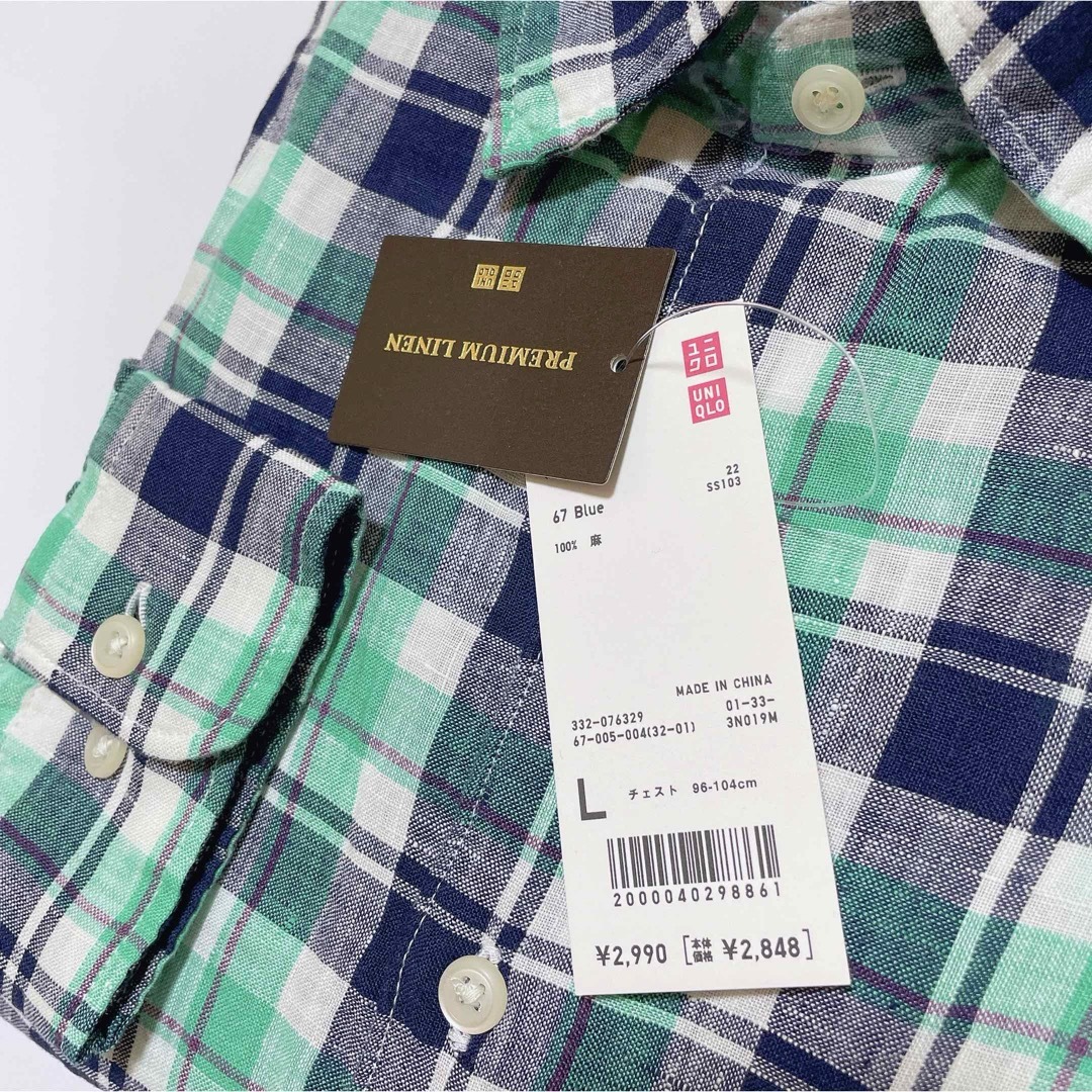 UNIQLO(ユニクロ)のUNIQLO 麻100% プレミアムリネンシャツ　長袖　Lサイズ メンズのトップス(シャツ)の商品写真