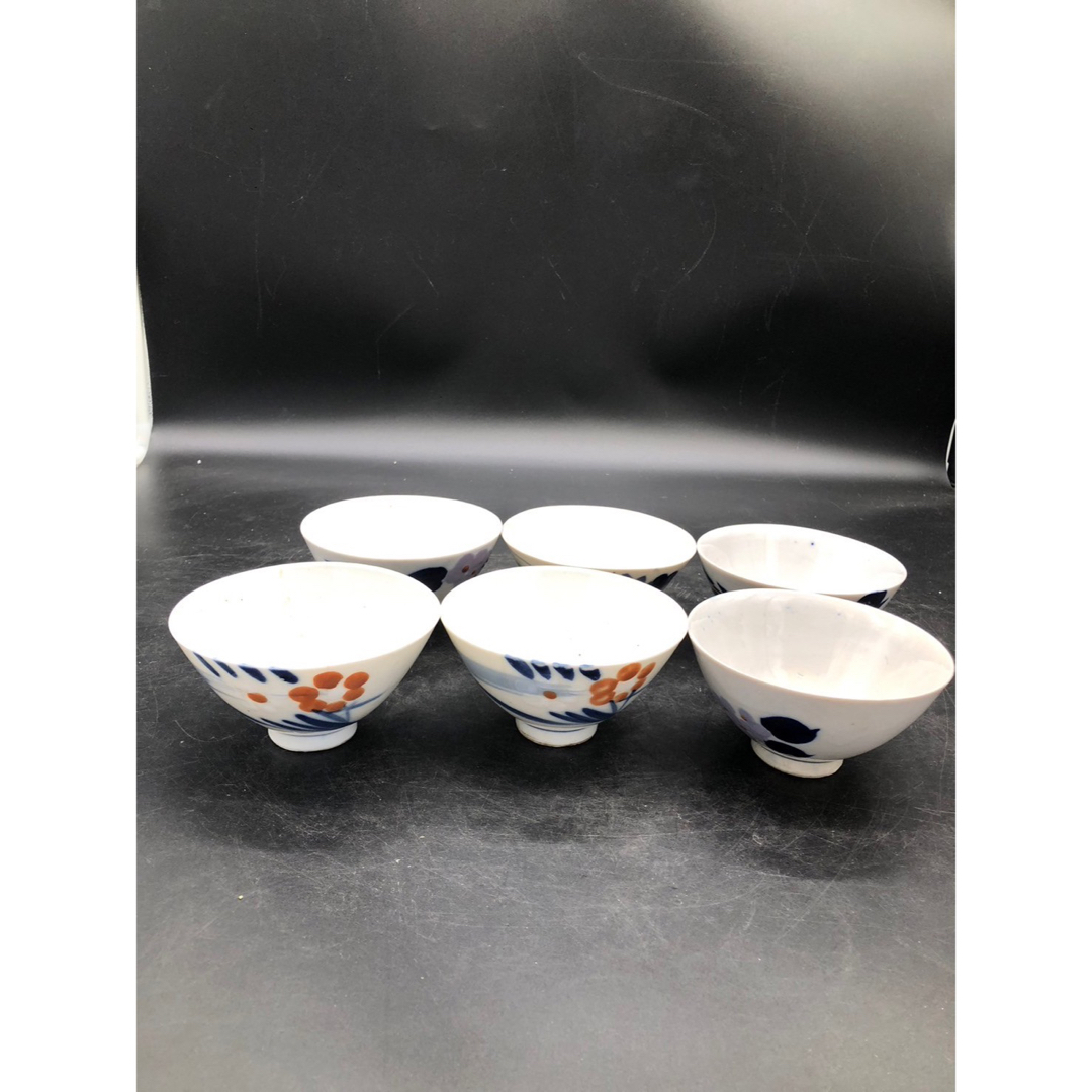 明治大正　茶碗　飯碗　手書き　有田焼　色絵　工芸品　骨董　時代物　6個 インテリア/住まい/日用品のキッチン/食器(食器)の商品写真