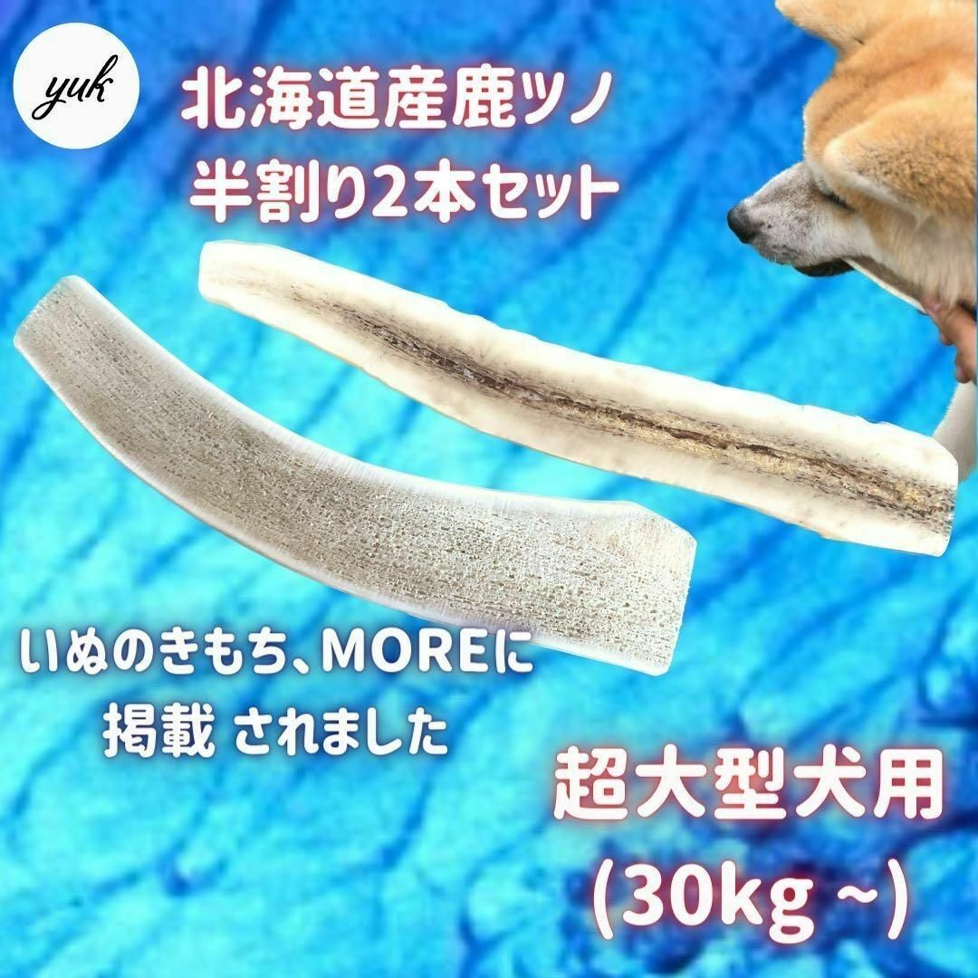 【24時間以内発送】超大型犬用　半割り　2本セット　エゾ鹿の角　犬のおもちゃ その他のペット用品(犬)の商品写真