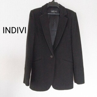 インディヴィ(INDIVI)のINDIVI ジャケットコート 36 日本製 黒 ブラック/ ジャケット(テーラードジャケット)