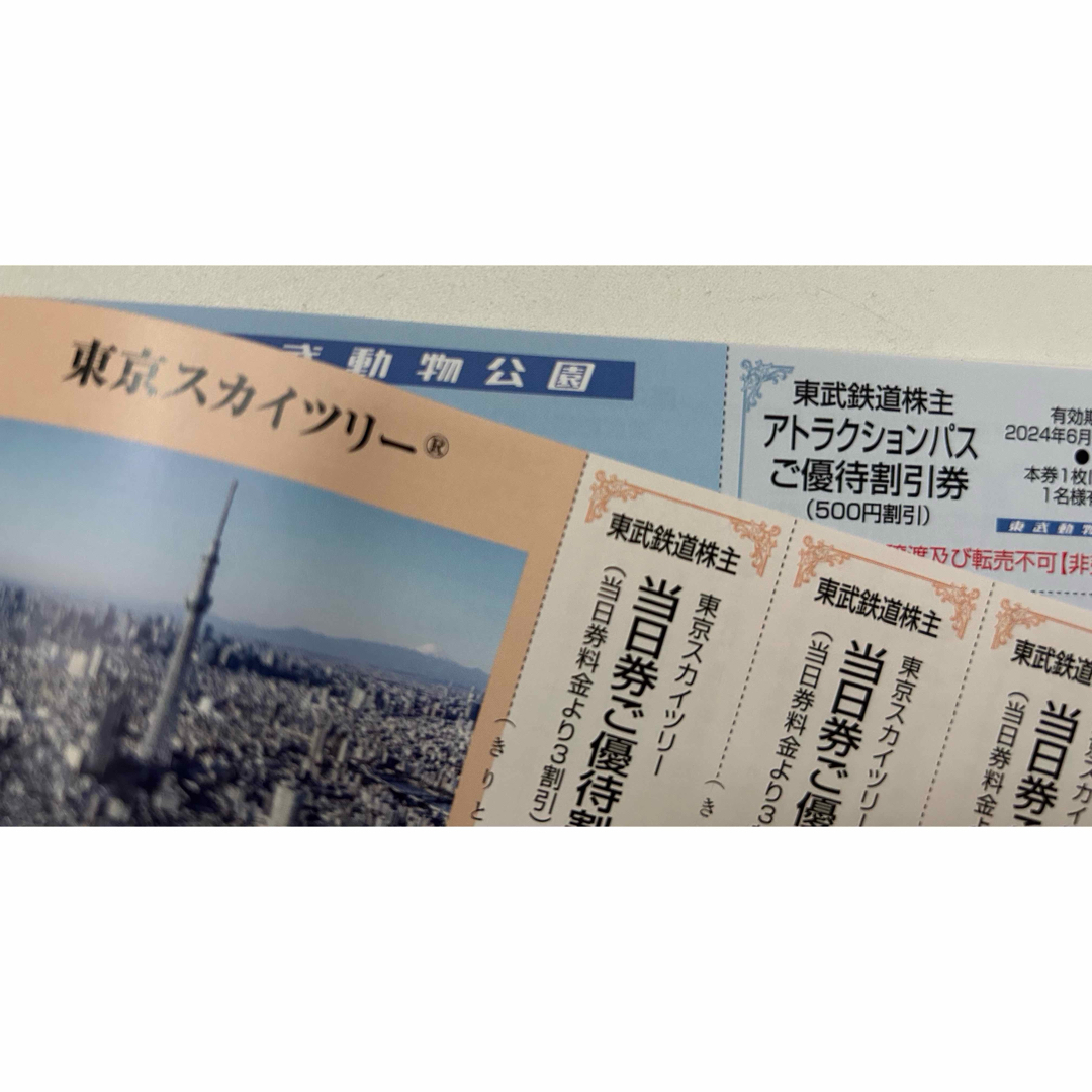 ［未使用］東武鉄道　株主優待券・乗車証2枚 チケットの施設利用券(遊園地/テーマパーク)の商品写真