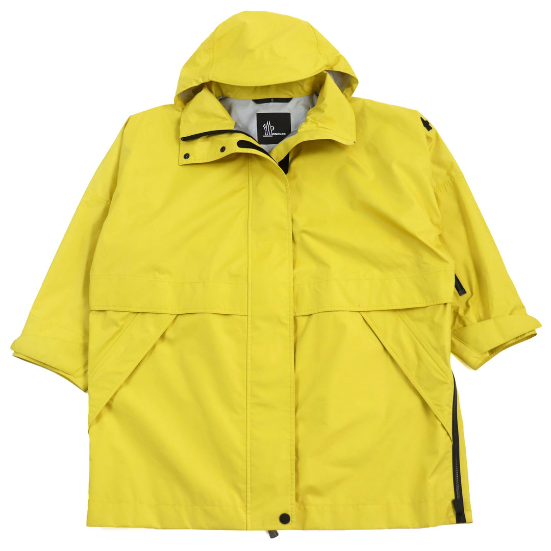 極美品○MONCLER GRENOBLE  モンクレールグルノーブル 2021年製 G20981C00001 53558 PALLENC GIUBBOTTO ロゴワッペン付き ベンチレーション 比翼仕立て フーデッド ダブルジップ ナイロンジャケット/マウンテンパーカー イエロー 0 正規品 メンズ