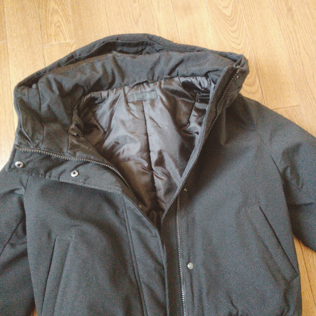 UNIQLO(ユニクロ)のユニクロ UNIQLO フード付き 中綿 ジャンバー/ 黒 ブラック/ Sサイズ レディースのジャケット/アウター(ブルゾン)の商品写真