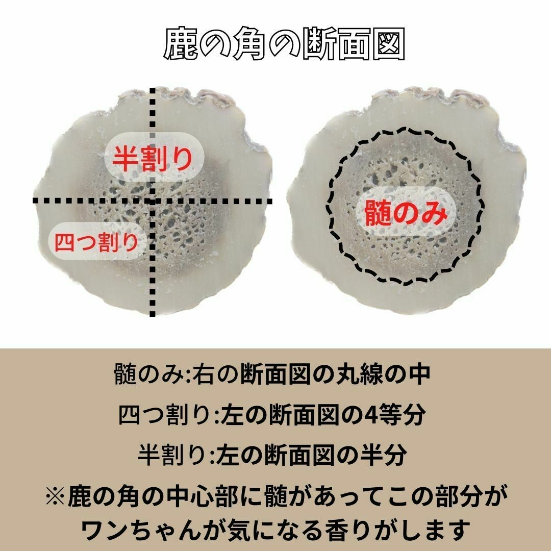 【24時間以内発送】中型犬用　半割り　北海道産エゾ鹿の角　犬のおもちゃ その他のペット用品(犬)の商品写真