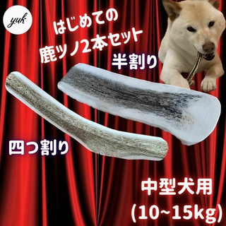 【送料無料】中型犬用　四つ割り&半割りセット 犬のおもちゃ　鹿の角(犬)