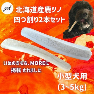 【ままーん様専用】小型犬用　四つ割り2本セット　北海道産エゾ鹿の角　犬のおもちゃ(犬)