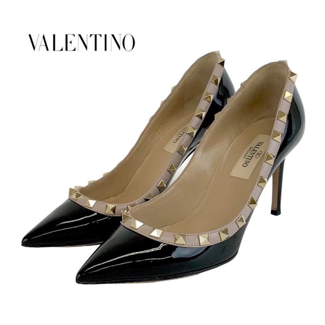 VALENTINO(ヴァレンティノ)のヴァレンティノ VALENTINO パンプス 靴 シューズ ロックスタッズ パテント レザー ブラック ゴールド レディースの靴/シューズ(ハイヒール/パンプス)の商品写真