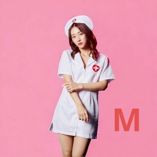 新品未使用☆ ナース　帽子　コスチューム　セット　キュート セクシー　白　M(衣装)