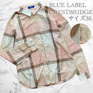 ブルーレーベルクレストブリッジ(BLUE LABEL CRESTBRIDGE)のBLUE LABEL CRESTBRIDGE コットンリネンシャツ ピンク ロゴ(シャツ/ブラウス(長袖/七分))