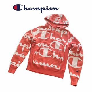 Champion - 希少＊Champion パーカー オレンジ 総柄 ロゴ　赤　チャンピオン