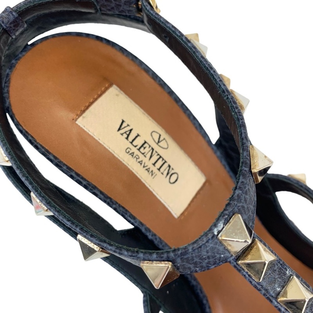 VALENTINO(ヴァレンティノ)のヴァレンティノ VALENTINO パンプス サンダル 靴 シューズ ロックスタッズ レザー ネイビー ゴールド レディースの靴/シューズ(ハイヒール/パンプス)の商品写真