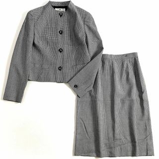 Courreges - 美品◇クレージュ　シルクスーツ セットアップ　ノーカラー　スカート　チェック柄