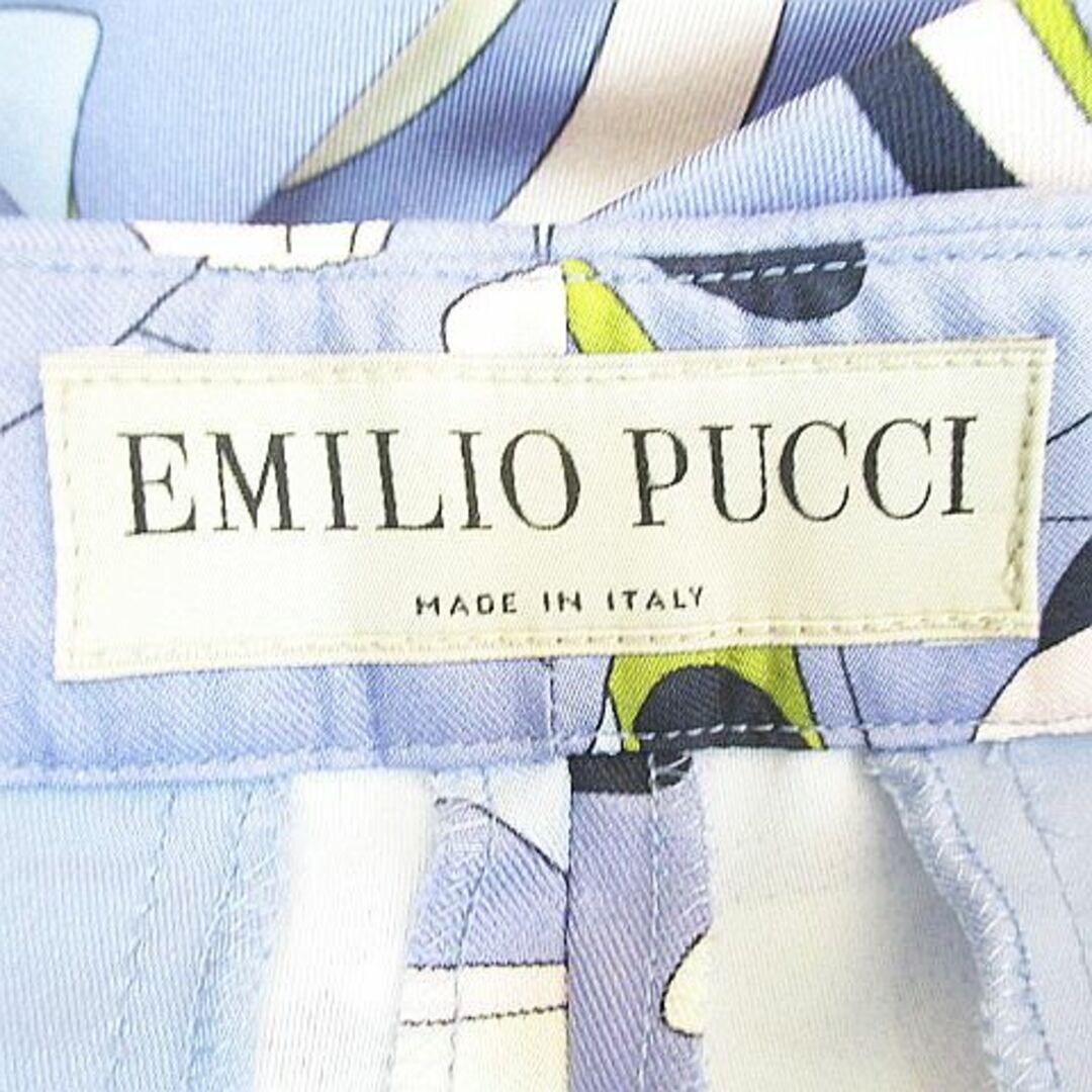 EMILIO PUCCI(エミリオプッチ)のエミリオプッチ シルクツイル ストレートレッグパンツ アンクル丈 テ 36 青 レディースのパンツ(その他)の商品写真