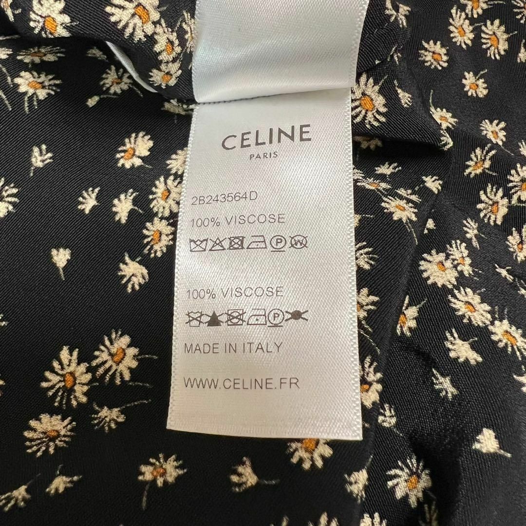 celine(セリーヌ)の極美品 CELINE 現行 近年 フラワープリント ボウタイブラウス ブラック レディースのトップス(シャツ/ブラウス(半袖/袖なし))の商品写真