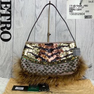 エトロ(ETRO)の定価98000円♡新品♡希少♡エトロ スパンコール ラクーンファー バッグ(ショルダーバッグ)