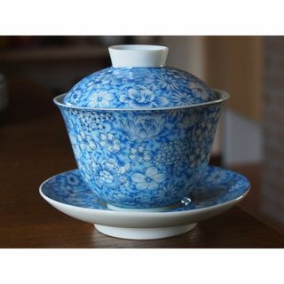 中国茶器　蓋碗　女性ぴったり　青花(食器)