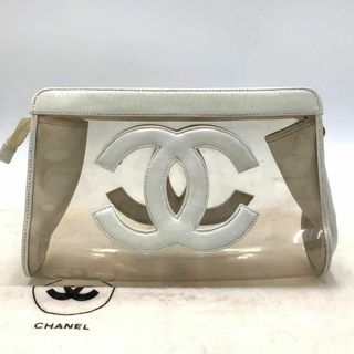 シャネル(CHANEL)のシャネル　クリア　ビニールポーチ　セカンドバッグ　ココマーク　ホワイト　レザー(クラッチバッグ)