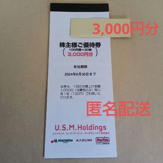 USMH 株主優待券 3,000円分(ショッピング)