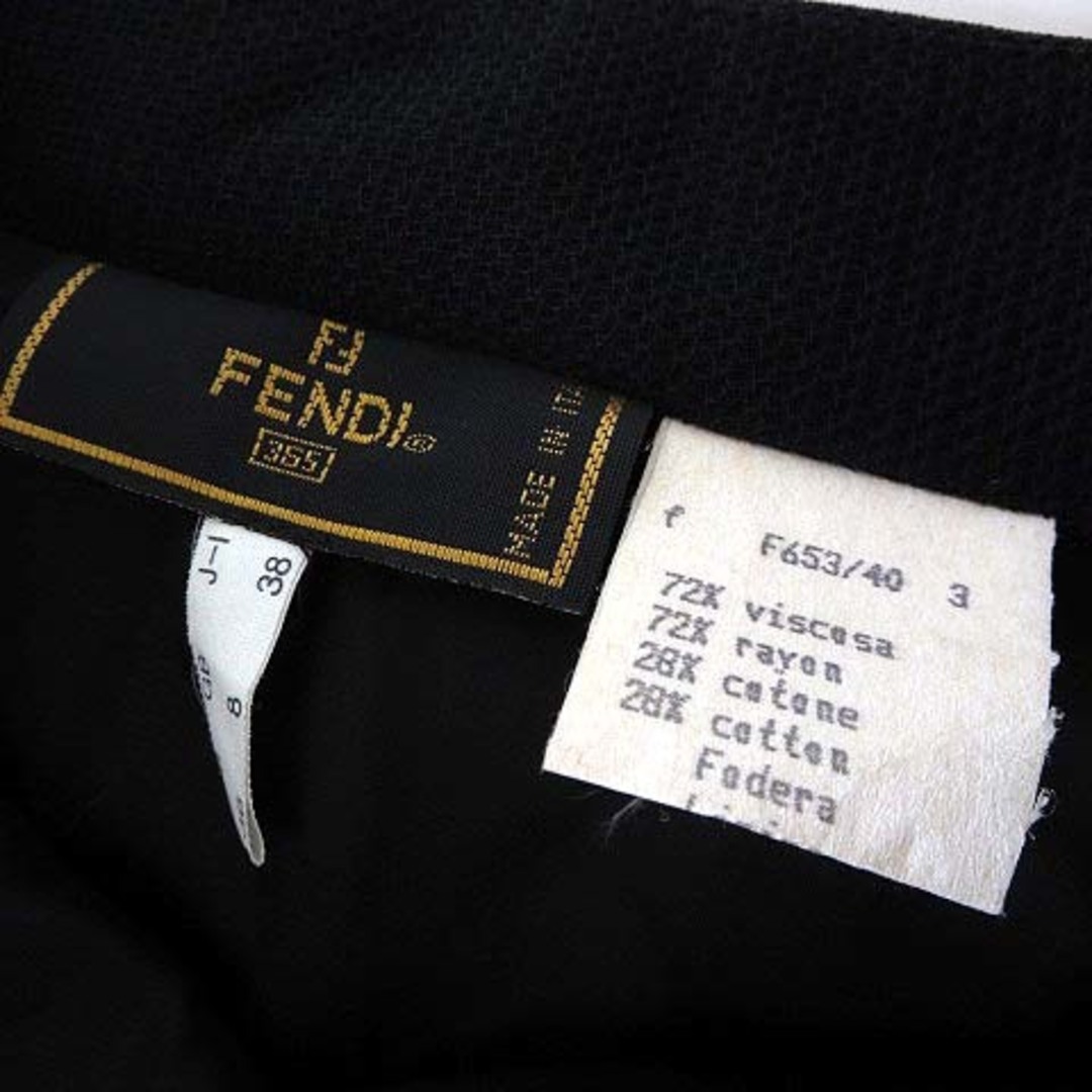 FENDI(フェンディ)のフェンディ FENDI スカート セミタイト ジャガード ひざ丈 S 黒 レディースのスカート(ひざ丈スカート)の商品写真