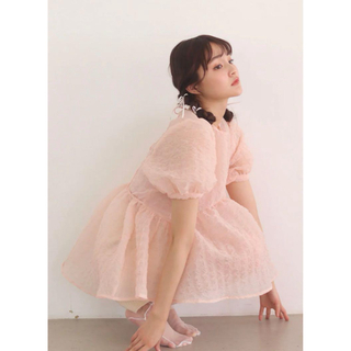 muguet ripple sheer peplum blouse  pink(シャツ/ブラウス(半袖/袖なし))