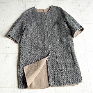 エスマックスマーラ('S Max Mara)の美品 'S MaxMara クチートアマーノ仕立て ノーカラーコート ツイード(ノーカラージャケット)