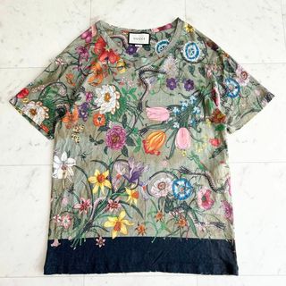 グッチ(Gucci)の極美品 GUCCI フローラル スネークプリント ダメージ加工 Tシャツ XS(Tシャツ/カットソー(半袖/袖なし))