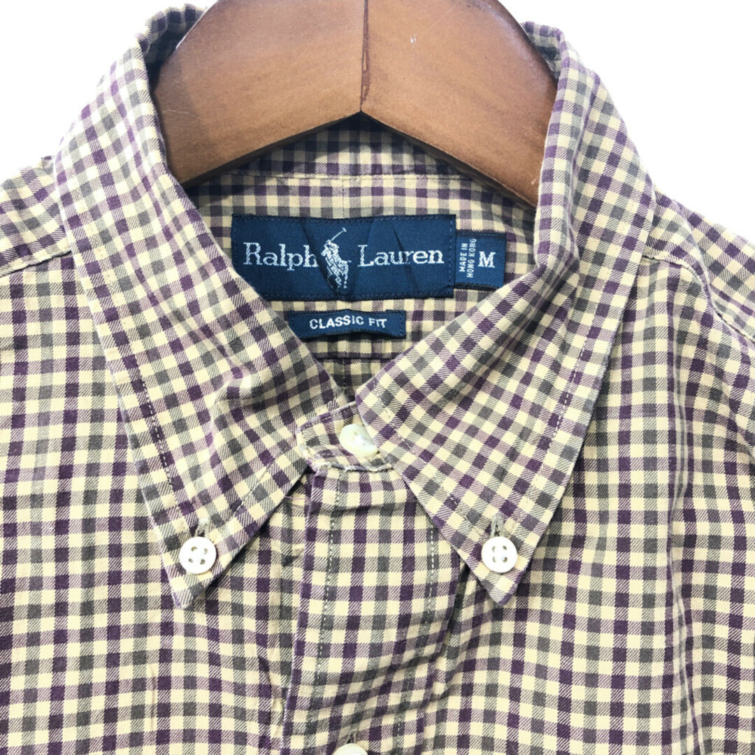 RALPH LAUREN ラルフローレン ボタンダウン 長袖シャツ チェック ベージュ (メンズ M) 中古 古着 Q2202 メンズのトップス(シャツ)の商品写真