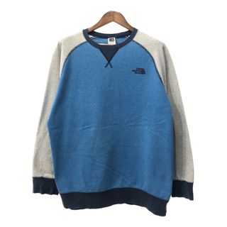 ザノースフェイス(THE NORTH FACE)のTHE NORTH FACE ノースフェイス 2トーンカラー スウェット アウトドア ワンポイントロゴ ブルー (メンズ L) 中古 古着 Q2212(スウェット)