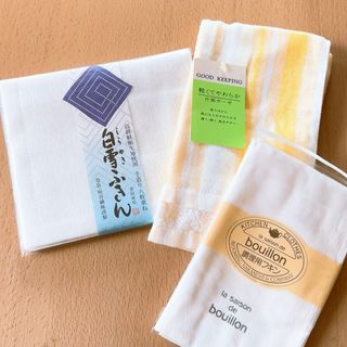 未使用◆蚊帳布巾、片面ガーゼタオル布巾、調理用フキン×2　4枚セット　白雪ふきん(収納/キッチン雑貨)