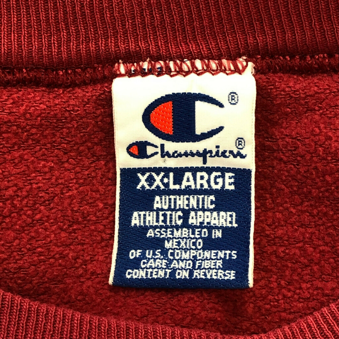 Champion(チャンピオン)の90年代 Champion チャンピオン オーセンティック スウェット 大きいサイズ ワンポイントロゴ レッド (メンズ XX-LARGE) 中古 古着 Q2221 メンズのトップス(スウェット)の商品写真