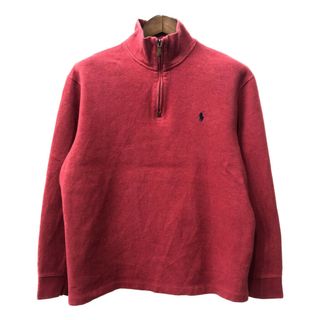 ポロラルフローレン(POLO RALPH LAUREN)のPolo by Ralph Lauren ポロ ラルフローレン ハーフジップ ドライバーズニット セーター レッド (メンズ L) 中古 古着 Q2219(ニット/セーター)