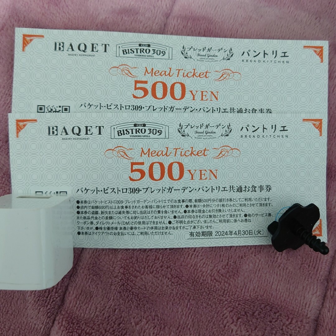 バケット・ビストロ309・ブレッドガーデン・パントリエ共通お食事券500円×2枚 チケットの優待券/割引券(レストラン/食事券)の商品写真