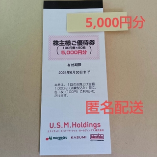 USMH 株主優待券 5,000円分(ショッピング)