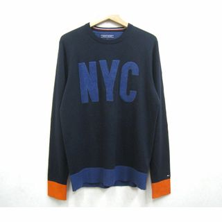 TOMMY HILFIGER - トミーヒルフィガー◆コットン ウール混 ニット NYCロゴ セーター メンズ M