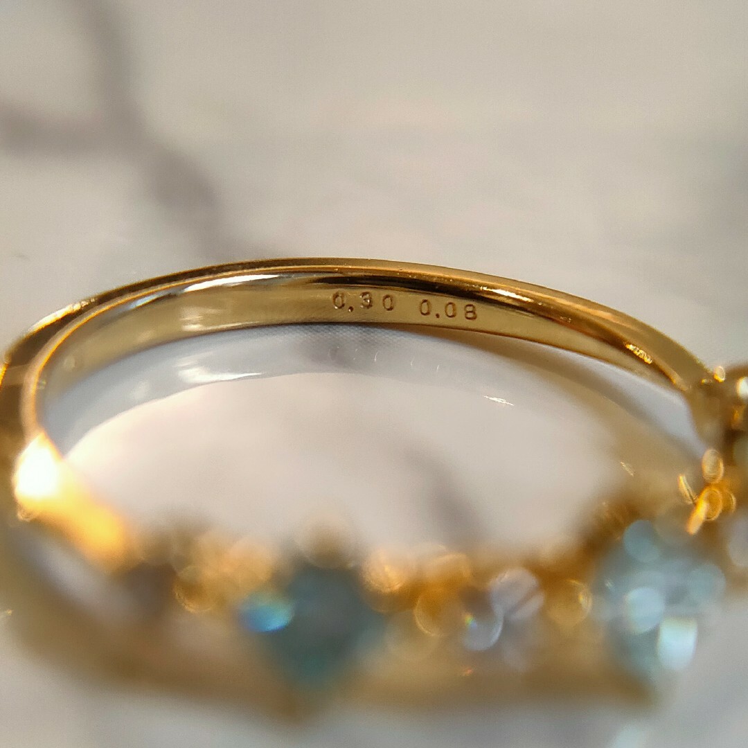 PonteVecchio(ポンテヴェキオ)のポンテヴェキオ k18 アイスブルー ダイヤモンド リング プリンセスカット レディースのアクセサリー(リング(指輪))の商品写真