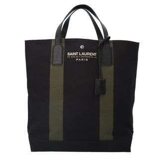 サンローラン(Saint Laurent)のサンローラン ビーチショッピングイーストウエストトート トートバッグ キャンバス GUE415718・1215 ブラック ユニセックス SAINT LAURENT  中古(トートバッグ)