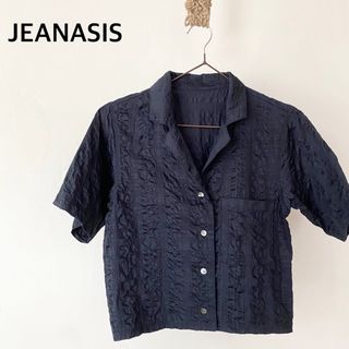 ジーナシス(JEANASIS)のジーナシス　ネイビー　半袖　シャツ　トップス　コットン　フリーサイズ(シャツ/ブラウス(半袖/袖なし))