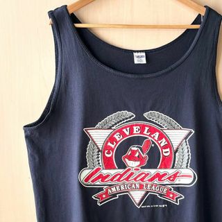 ヴィンテージ(VINTAGE)の90s USA製古着　ヴィンテージ　MLB インディアンス　タンクトップ(タンクトップ)