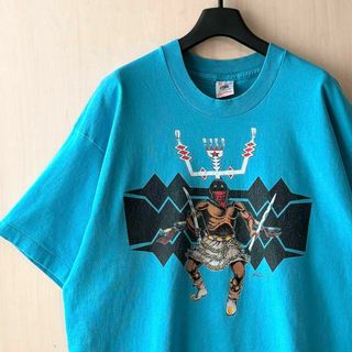 フルーツオブザルーム(FRUIT OF THE LOOM)の90s USA製古着　ヴィンテージ　イラストTシャツ　民族　山賊(Tシャツ/カットソー(半袖/袖なし))