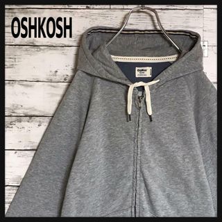 オシュコシュ(OshKosh)の【美品】オシュコシュ　裾刺繍ロゴ入りジップパーカー　裏パイル　グレー　A727(パーカー)