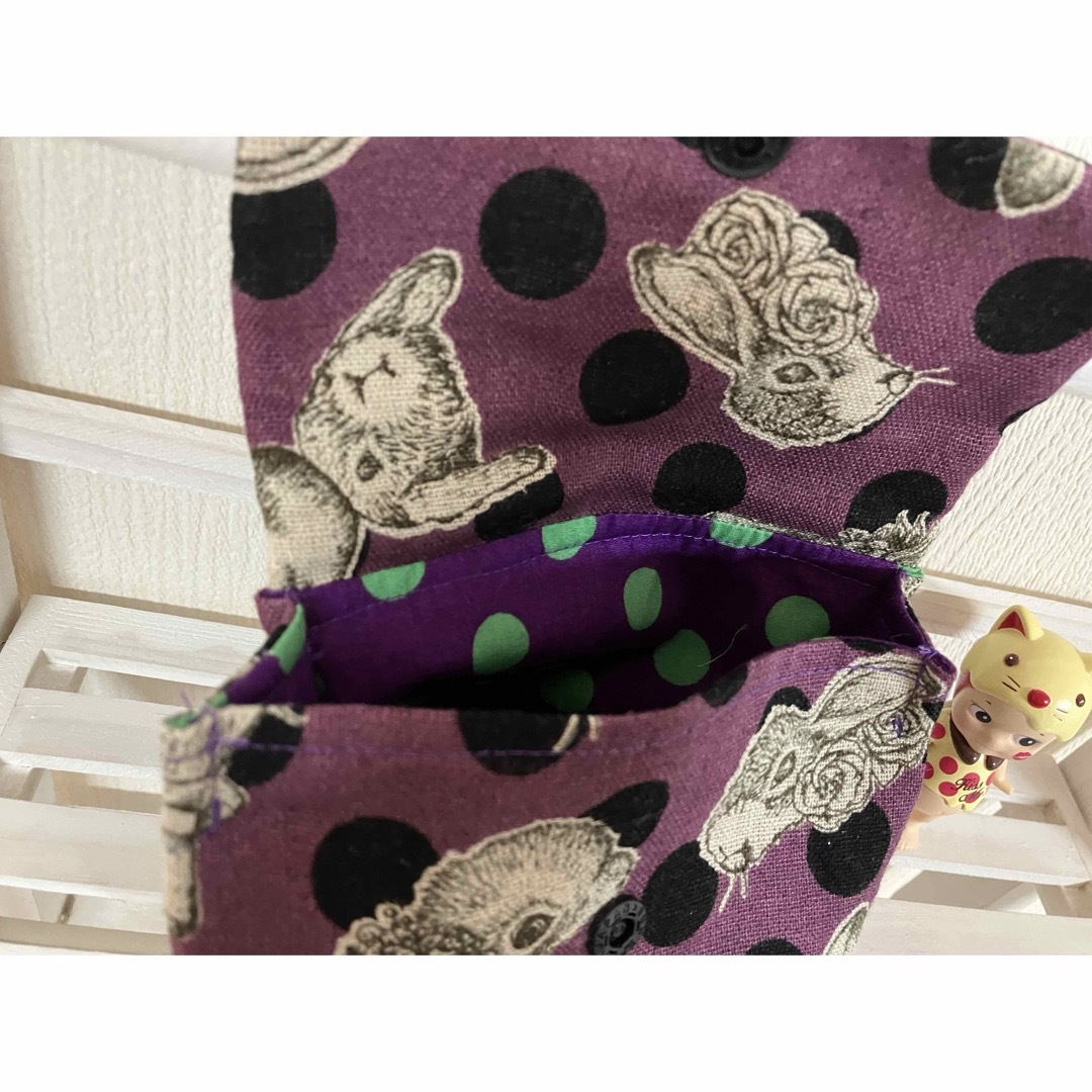 ジョリーフルール ぽってりポーチ　ハンドメイド  紫色 ハンドメイドのファッション小物(ポーチ)の商品写真