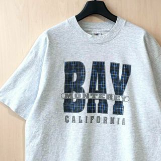 フルーツオブザルーム(FRUIT OF THE LOOM)の90s USA製古着　ヴィンテージ　ロゴTシャツ　BAYカリフォルニア　霜降り(Tシャツ/カットソー(半袖/袖なし))