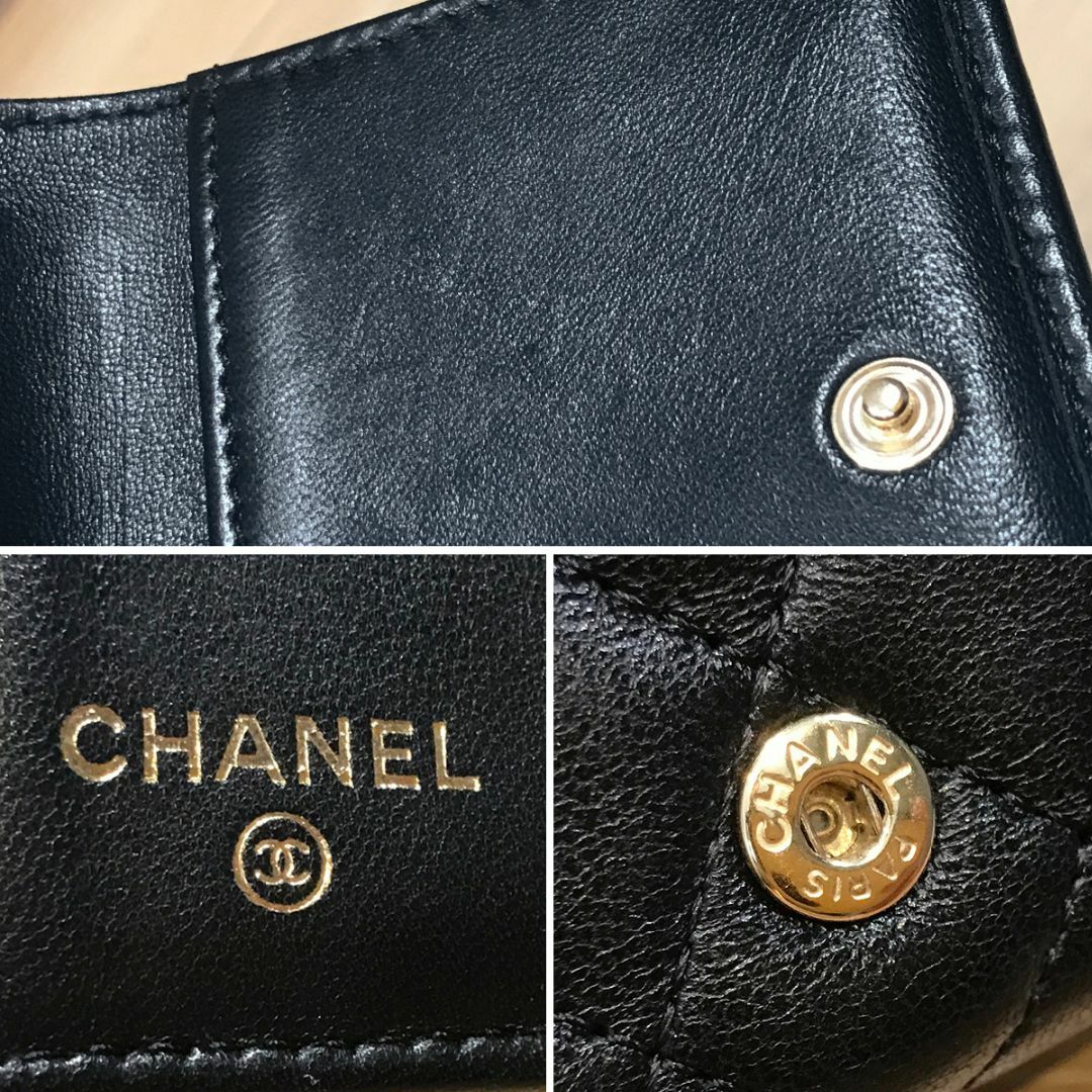 CHANEL(シャネル)の超美品 シャネル ボーイシャネル スモールフラップウォレット 3つ折り財布 黒 レディースのファッション小物(財布)の商品写真