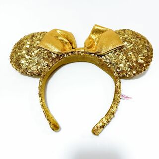 ディズニー(Disney)の美品 ディズニー ミニー カチューシャ スパンコール ゴールド 金(キャラクターグッズ)