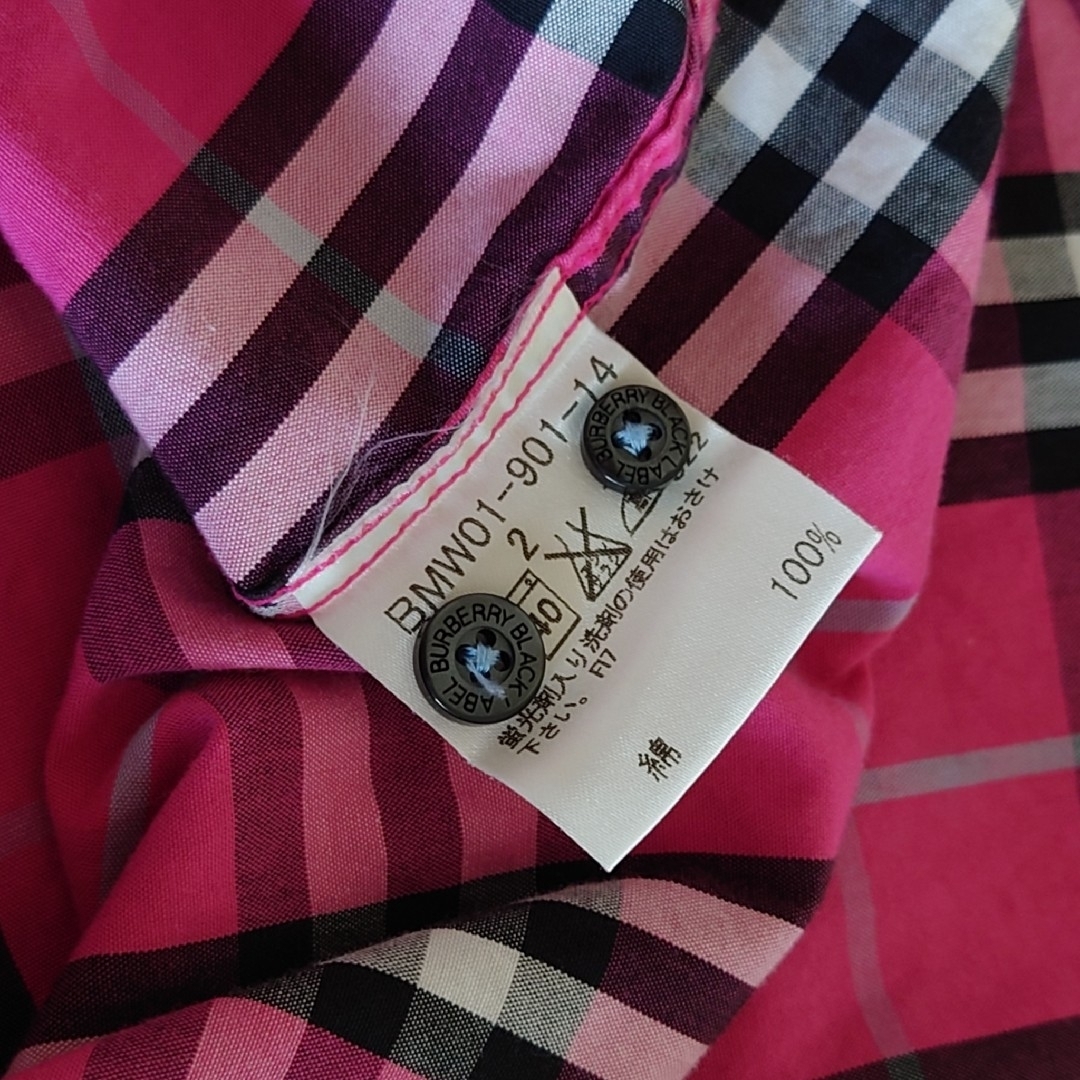 BURBERRY BLACK LABEL(バーバリーブラックレーベル)の廃盤 ヴィンテージ バーバリー チェックシャツ 2 ピンク ラズベリー 三陽商会 メンズのトップス(シャツ)の商品写真