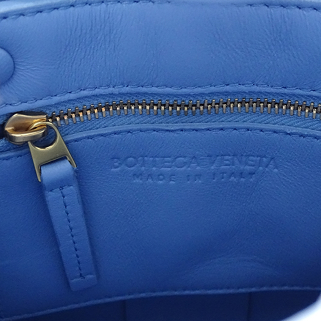 Bottega Veneta(ボッテガヴェネタ)のボッテガ・ヴェネタ BOTTEGAVENETA バッグ レディース ブランド ハンドバッグ ショルダーバッグ 2way レザー イントレチャート ミニカセット ライトブルー 747755 コンパクト 小さめ【中古】 レディースのバッグ(ハンドバッグ)の商品写真